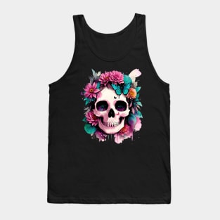 Lady skull, sugar skull, dark, La catrina, calavera, skeletons lovers, cool skulls, bones, gothic floral lady Tank Top